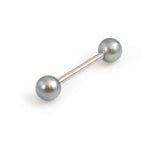 Surgical Steel 14 Gauge Tongue Barbell with Faux Pearl Balls - photo 12