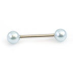Surgical Steel 14 Gauge Tongue Barbell with Faux Pearl Balls - photo 13