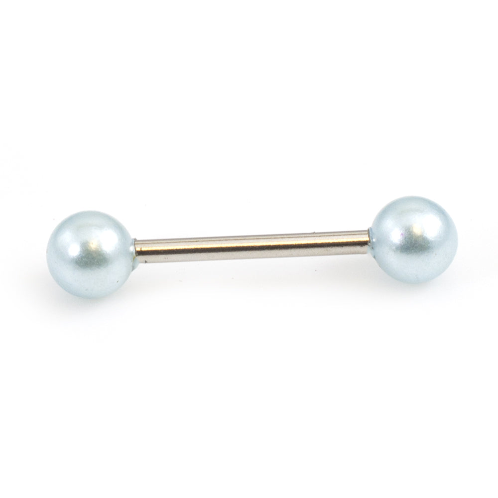 Surgical Steel 14 Gauge Tongue Barbell with Faux Pearl Balls - photo 13