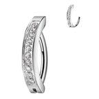 Titanium Belly Ring Hinged Hoop Clicker 14 Gauge CNC Set CZ Gems - Kruelty - Photo 6