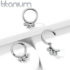 Titanium Hinged Segment Hoop Septum Ring 16 Gauge 3 Forward Gems - Kruelty - Photo 4
