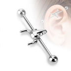 Surgical Steel 14 Gauge Bull Horn Industrial Barbell