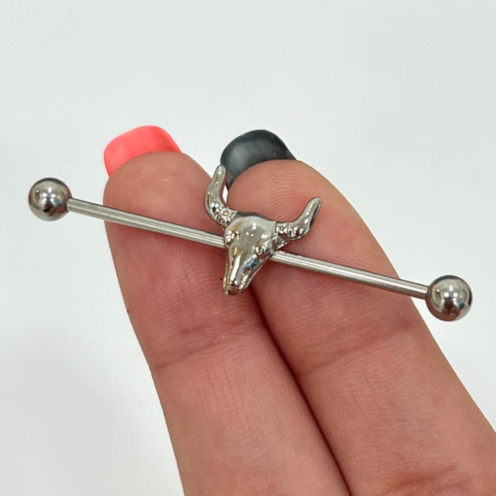 Surgical Steel 14 Gauge Bull Horn Industrial Barbell