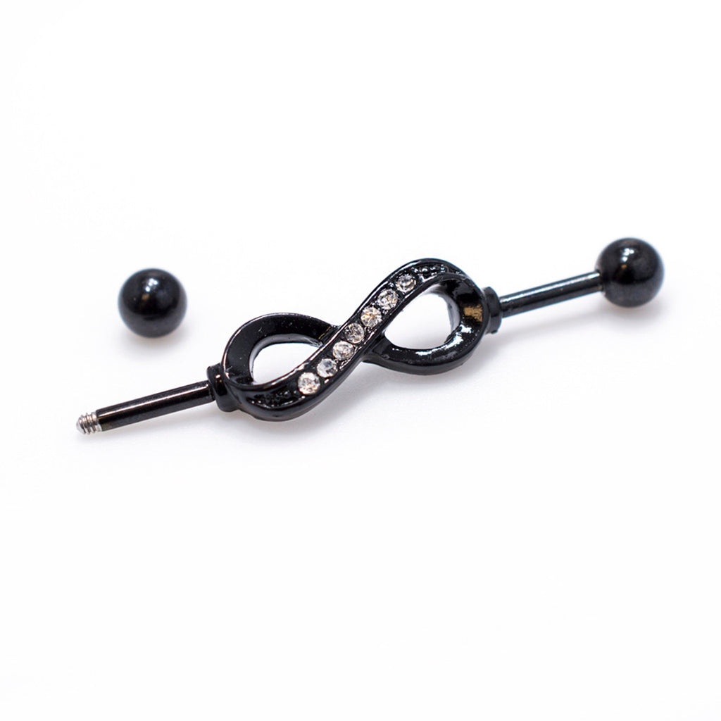 Surgical Steel Industrial Barbell 14 Gauge 1-3/8" Infinity Charm - Kruelty - Photo 6