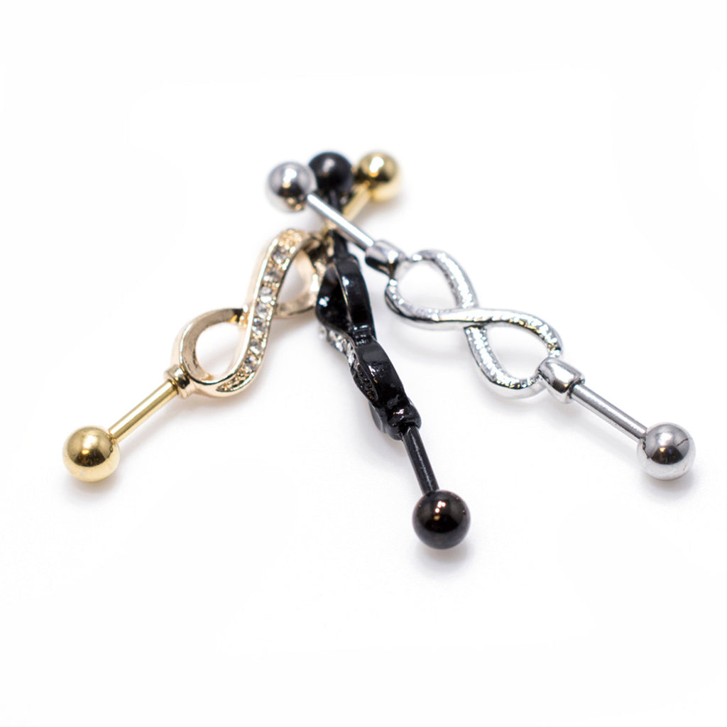 Surgical Steel Industrial Barbell 14 Gauge 1-3/8" Infinity Charm - Kruelty - Photo 7