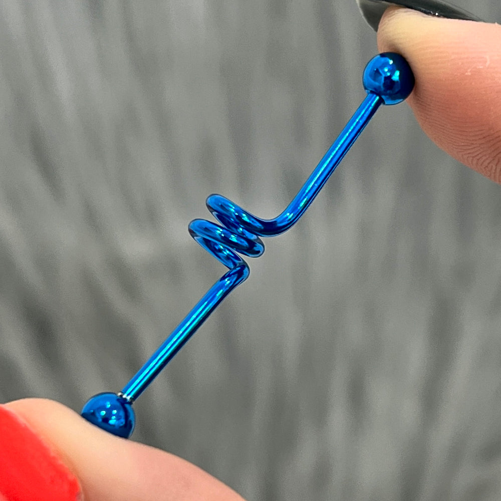 Surgical Steel Spiral Industrial Barbells 14 Gauge 36mm - 3 Pack