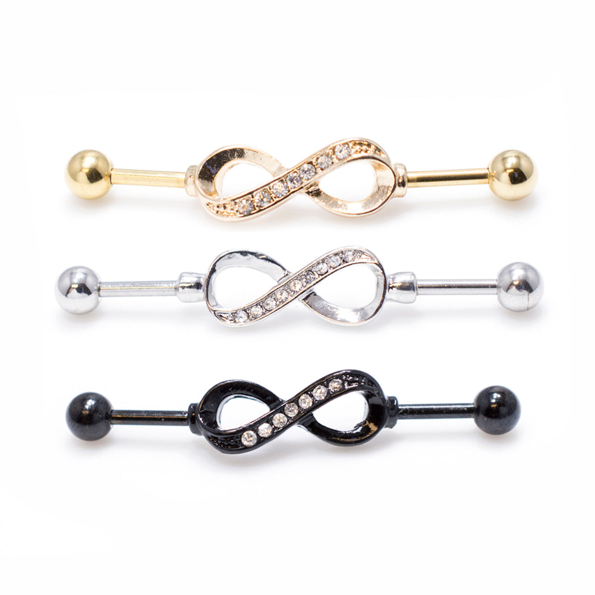 Surgical Steel Industrial Barbell 14 Gauge 1-3/8" Infinity Charm - Kruelty