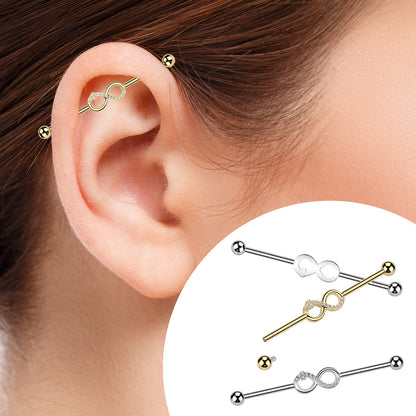 Titanium Industrial Barbell 14G 38mm with Infinity CZ - photo 3