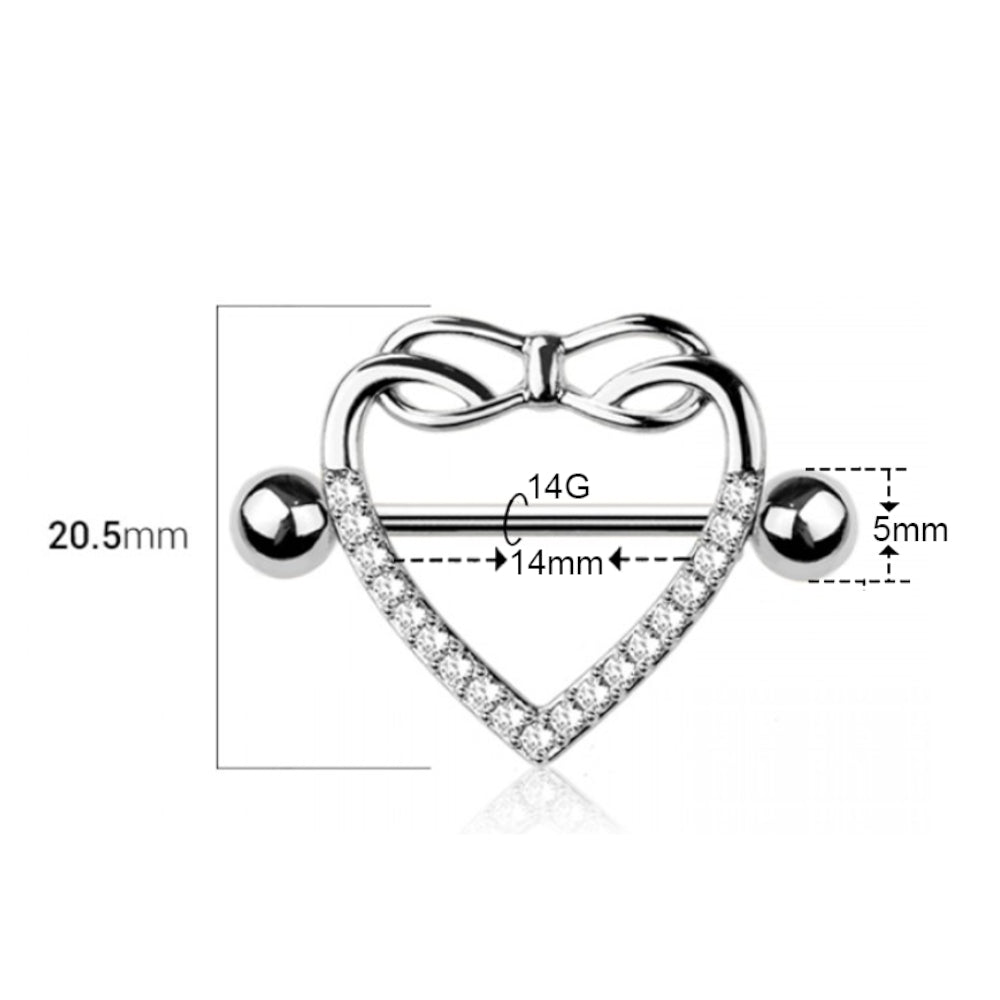 Surgical Steel & Titanium Nipple Shield Ring 14G Infinity Heart - Pair - photo 2