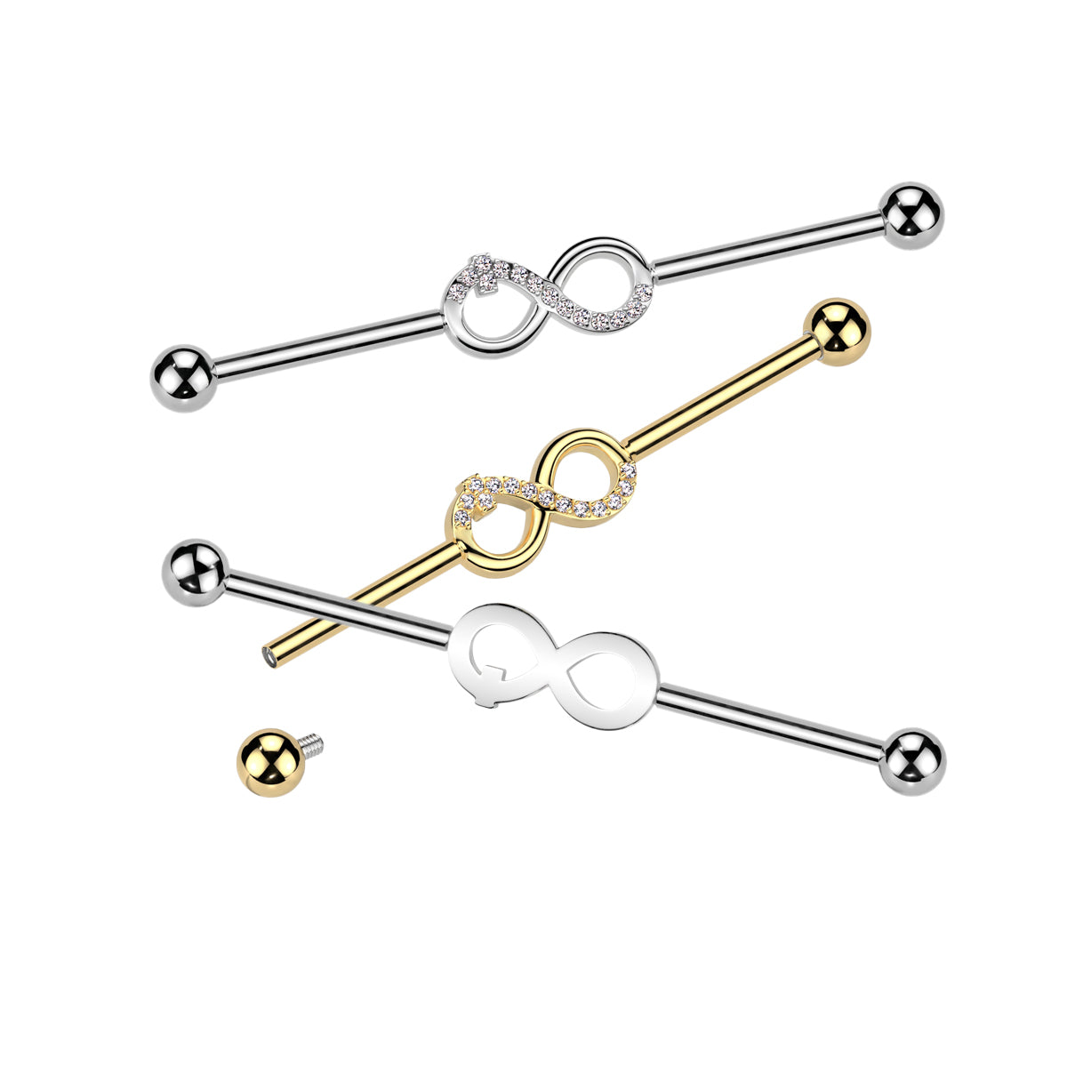 Titanium Industrial Barbell 14G 38mm with Infinity CZ