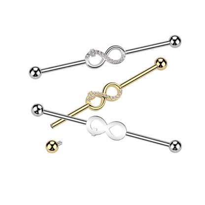 Titanium Industrial Barbell 14G 38mm with Infinity CZ