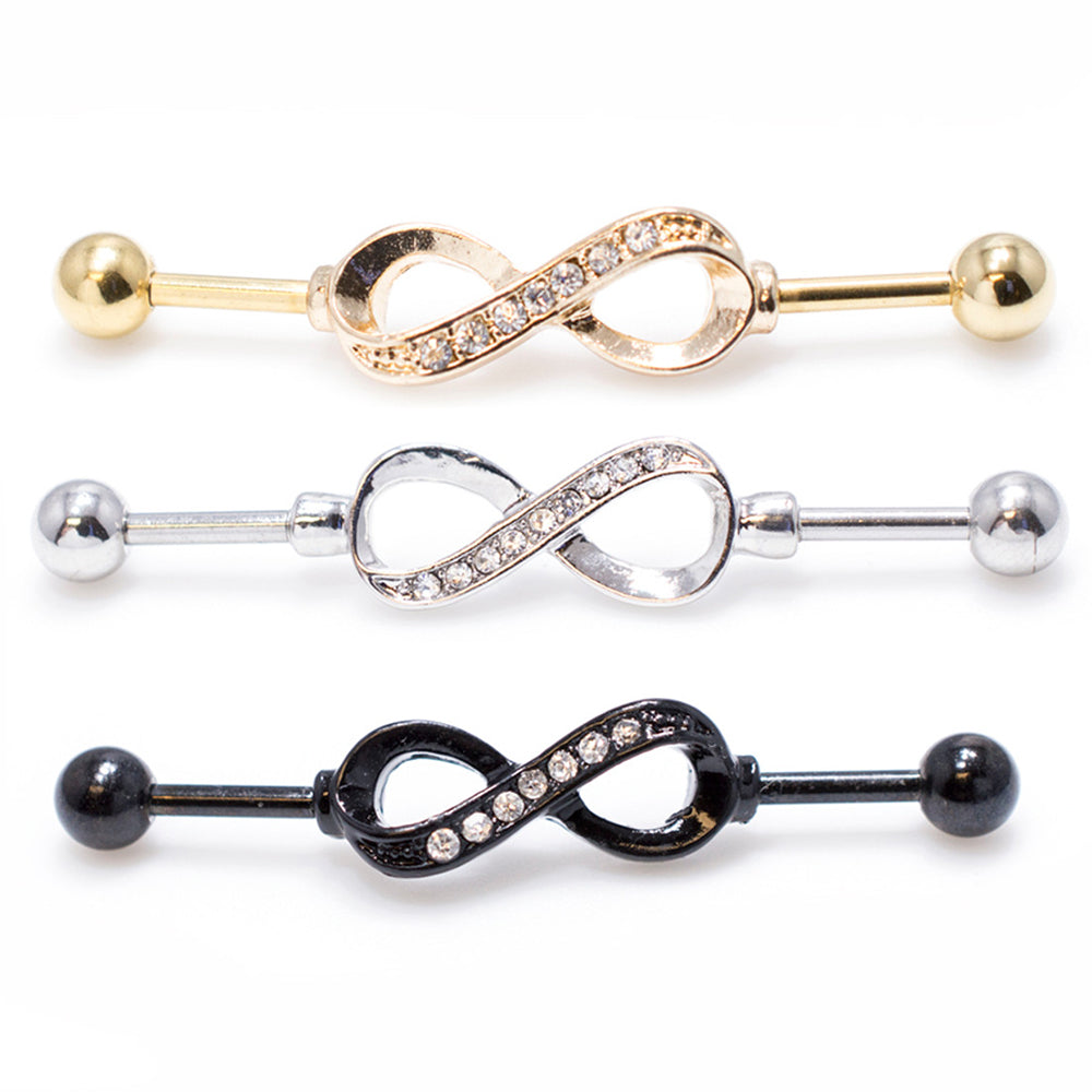Surgical Steel 14 Gauge Industrial Barbell with Infinity Symbol