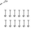 Surgical Steel 14G Internally Threaded Labret Bezel CZ - 6 Pack