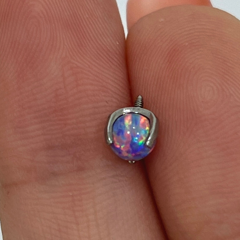 Titanium 14 & 16 Gauge Prong Set Opal Ball Dermal Anchor Tops