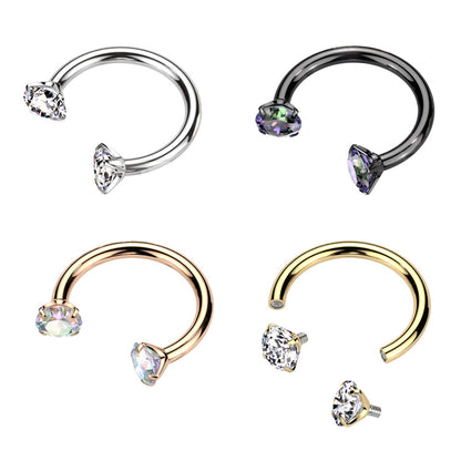 Titanium Horseshoe Barbell 16 Gauge 8mm with Prong CZ - 4 Colors - photo 5
