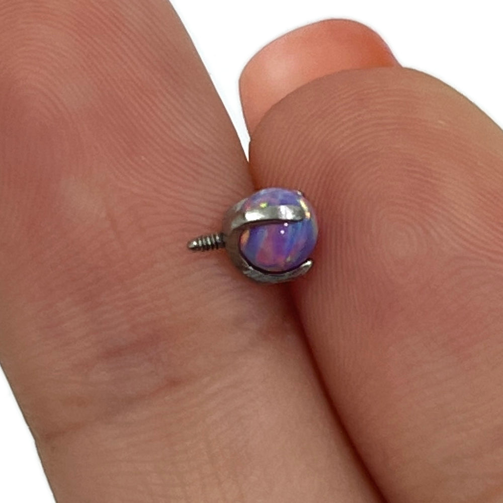 Titanium 14 & 16 Gauge Prong Set Opal Ball Dermal Anchor Tops