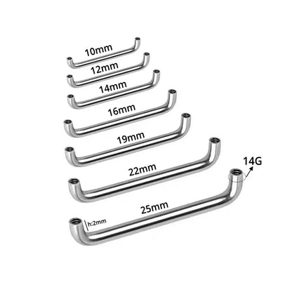 Surgical Steel 90 Degree Staple Surface Barbell 14G 10mm to 35mm - photo 2