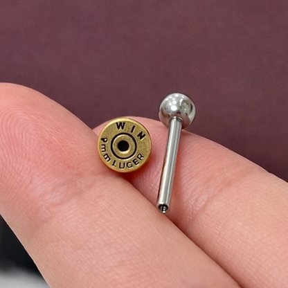 Titanium 14 Gauge Tongue Barbell Rings with Bullet End
