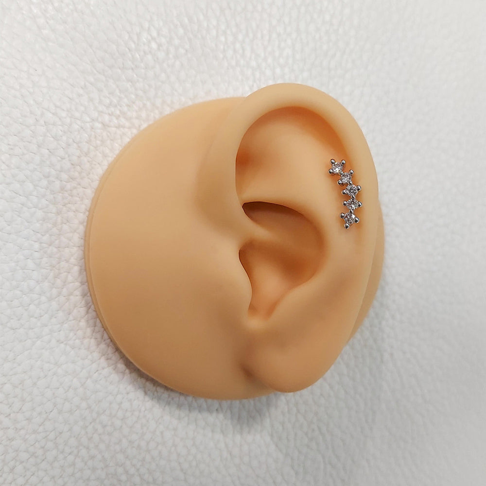 Surgical Steel 16 Gauge Cluster CZ Flat Back Labret Earring Stud