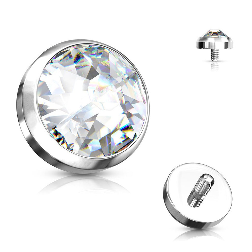 14K Solid Gold 14 Gauge Dermal Anchor Top with Flat Dome CZ - photo 2