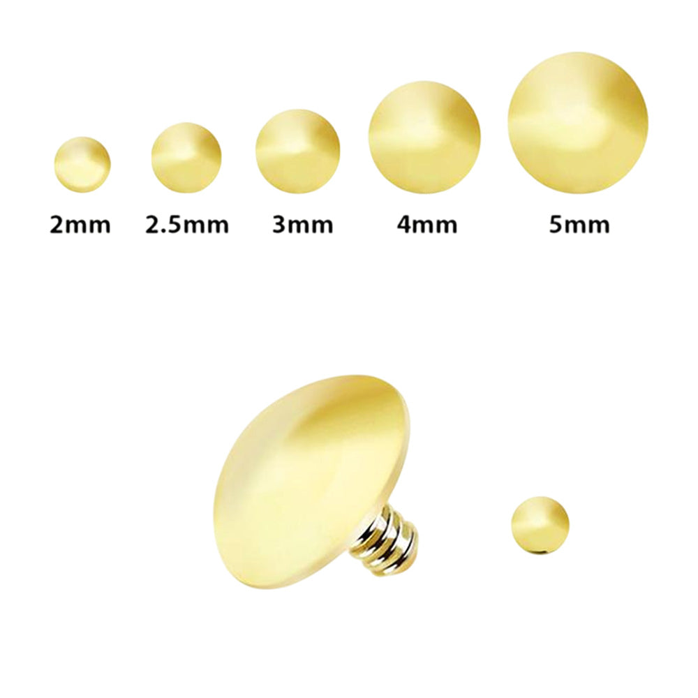14K Solid Gold 16 Gauge Flat Dome Dermal Top 2 to 5mm