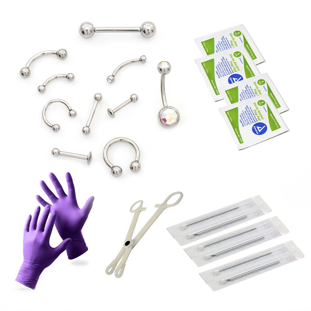 Surgical Steel LionGothic Internally Threaded Piercing Kit - 22 Pack