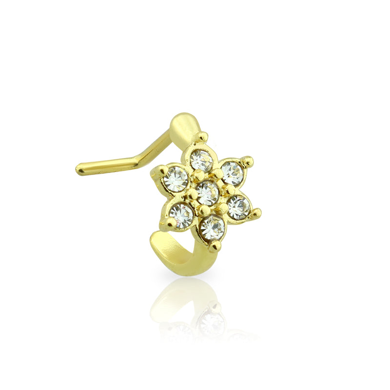 Surgical Steel 20 Gauge Nose Ring with Ion Plated Flower Gem - photo 2