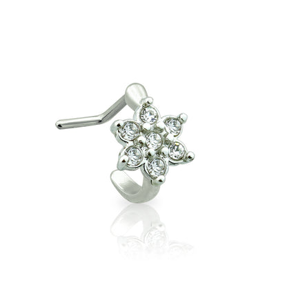 Surgical Steel 20 Gauge Nose Ring with Ion Plated Flower Gem - photo 3