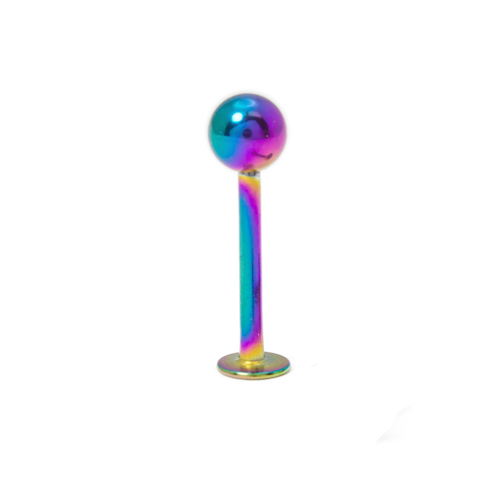 Surgical Steel 16 Gauge Labret Stud with Multi-Color IP Finish