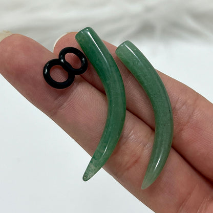 Jade Stone 2 to 4 Gauge Curved Ear Tapers - Pair - photo 2