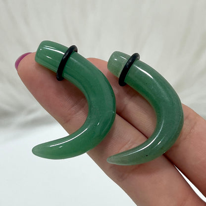 Jade Stone 0 to 4 Gauge Hook Ear Tapers - Pair