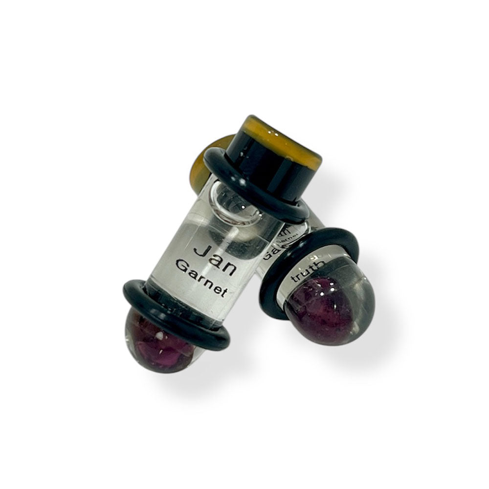 Glass 0 Gauge Bullet Shape Floating Birthstone Ear Plugs - Pair