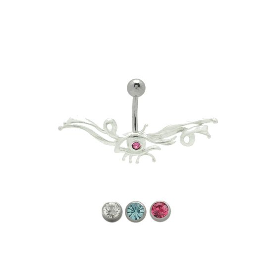 Surgical Steel 14 Gauge Belly Ring with Jeweled Eye