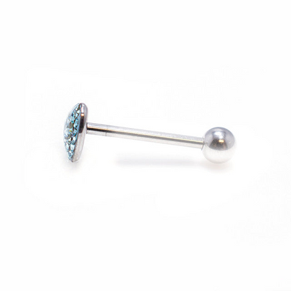 Surgical Steel Tongue Ring Barbell 14 Gauge 5/8" Epoxy Paved Gem Heart