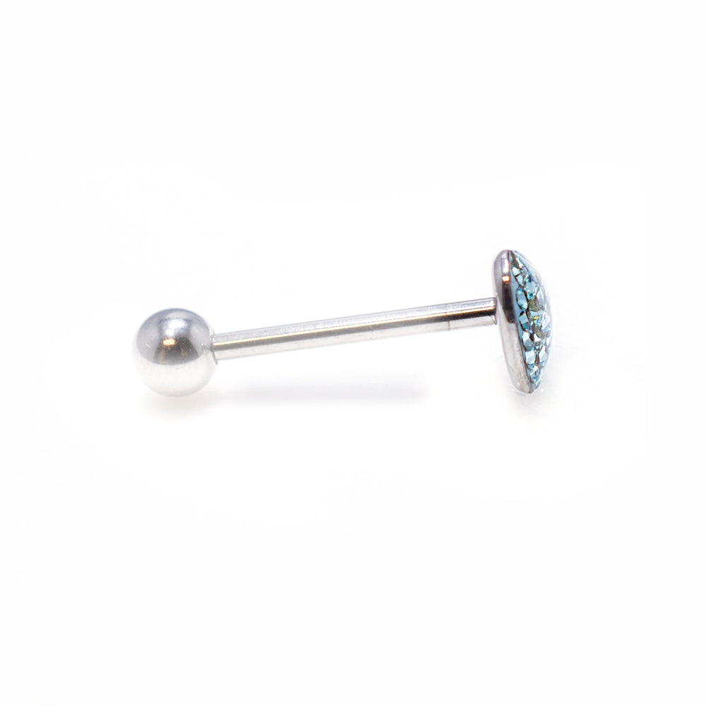 Surgical Steel 14 Gauge Tongue Barbell with Heart Paved CZ - photo 4