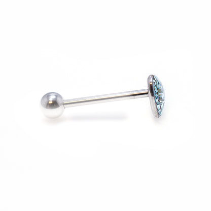 Surgical Steel 14 Gauge Tongue Barbell with Heart Paved CZ - photo 4