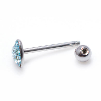 Surgical Steel Tongue Ring Barbell 14 Gauge 5/8" Epoxy Paved Gem Heart