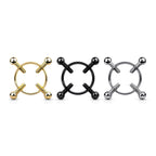 Surgical Steel Non- Adjustable Nipple Ring Clamp & 4 Screws - Pair - Kruelty