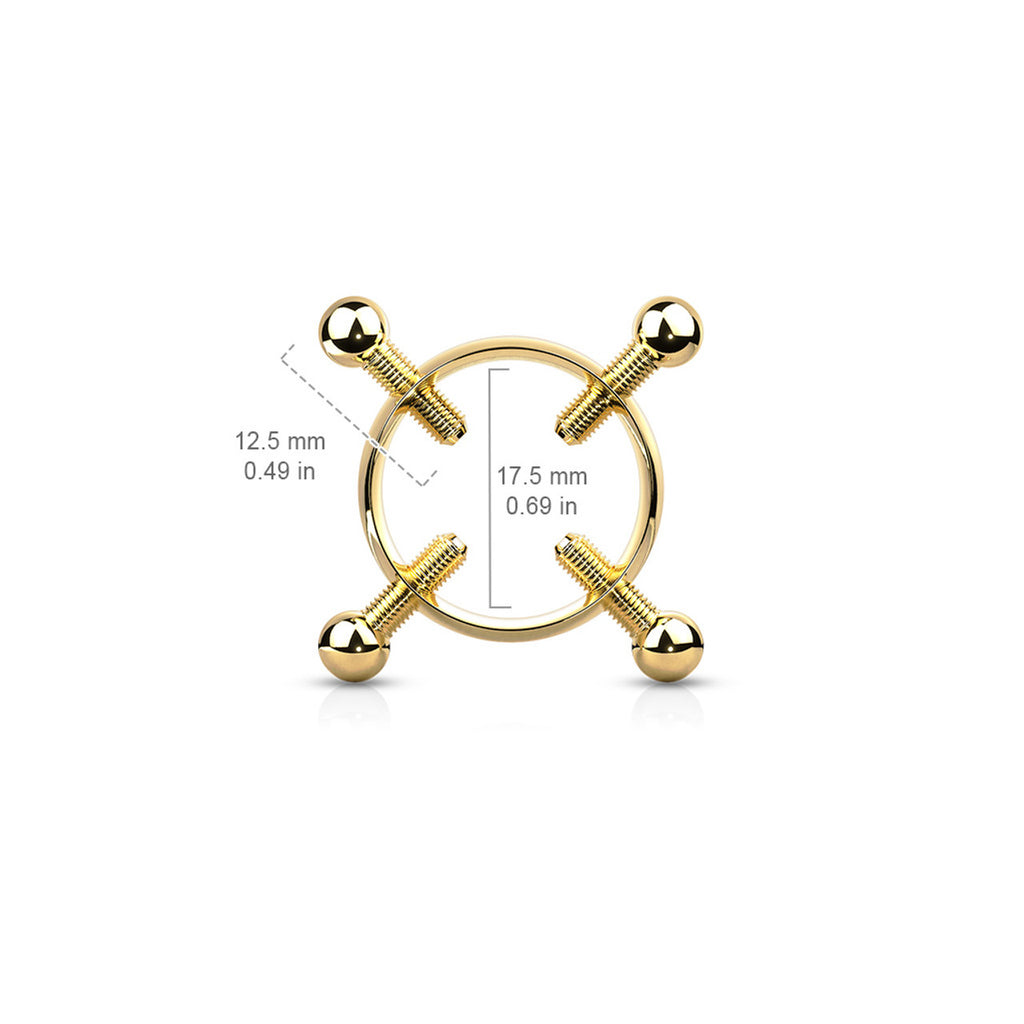 Surgical Steel Non- Adjustable Nipple Ring Clamp & 4 Screws - Pair - Kruelty - Photo 6