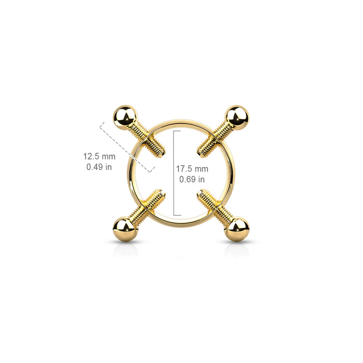 Surgical Steel Non- Adjustable Nipple Ring Clamp & 4 Screws - Pair - Kruelty - Photo 6