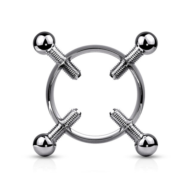 Surgical Steel Non- Adjustable Nipple Ring Clamp & 4 Screws - Pair - Kruelty - Photo 3