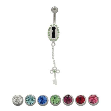 Surgical Steel 14 Gauge Belly Ring with Dangling Key