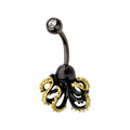 Surgical Steel 14 Gauge Black Kraken Octopus Belly Button Ring