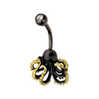 Surgical Steel 14 Gauge Black Kraken Octopus Belly Button Ring