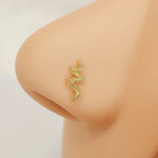 Gold Plated Surgical Steel 20 Gauge Snake L Shaped Nose Stud