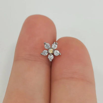Surgical Steel L-Shaped Nose Stud 20G 6.5mm with CZ Flower - photo 4