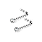Surgical Steel 20 Gauge Bezel CZ Nose Studs - Pair