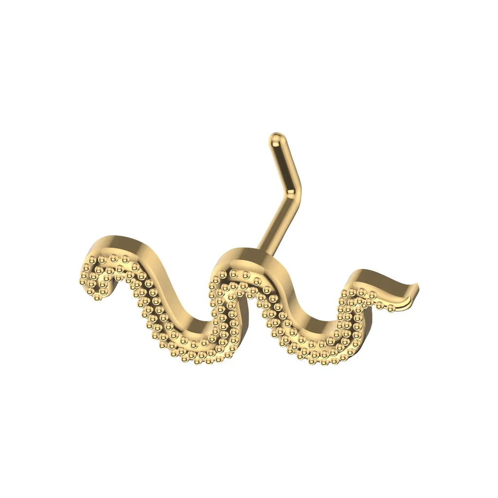 Gold Plated Surgical Steel 20 Gauge Snake L Shaped Nose Stud