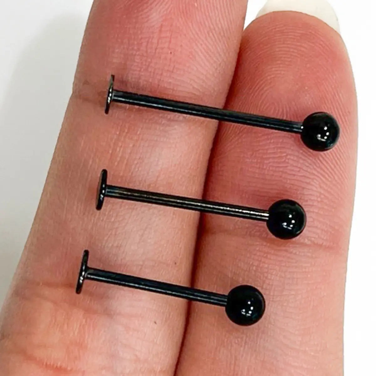 Surgical Steel 16 Gauge Black Flat Back Labret Stud
