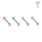 Surgical Steel Labret Stud 20 16 & 18 Gauge Threadless - Color CZ Gem - Kruelty